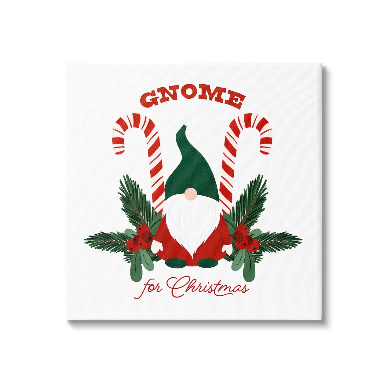 Stupell Industries Gnome For Christmas Candy Canes Canvas Wall Art